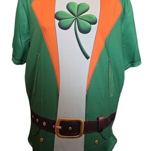 Unisex Adult St Particks Day Short Sleeve Shirt Sz Large Shamrocks Green Orange